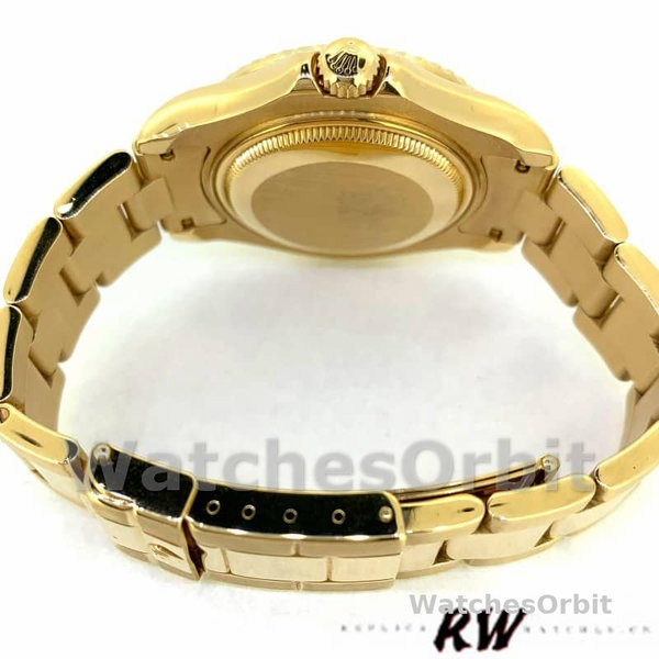 Rolex Yacht-Master 168628 White MOP Dial Yellow Gold 35MM Unisex Replica Watch