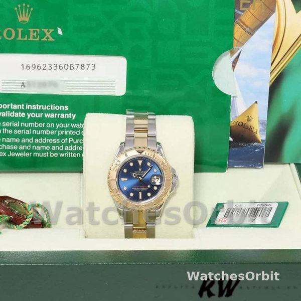 Rolex Yacht-Master 169623 Steel Yellow Gold Blue Dial 29MM Lady Replica Watch