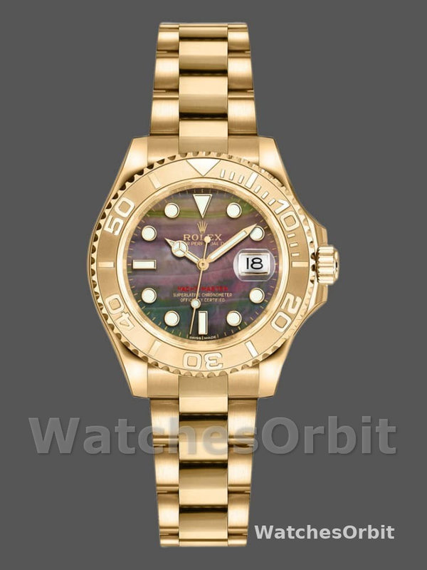 Rolex Yacht-Master 169628 Yellow Gold Black MOP Dial 29MM Lady Replica Watch