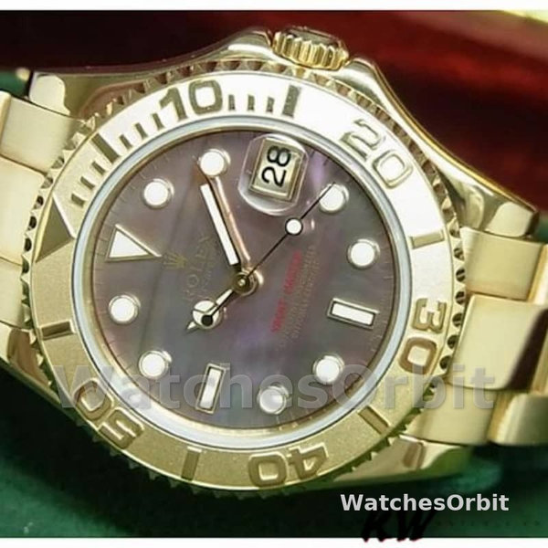 Rolex Yacht-Master 169628 Yellow Gold Black MOP Dial 29MM Lady Replica Watch