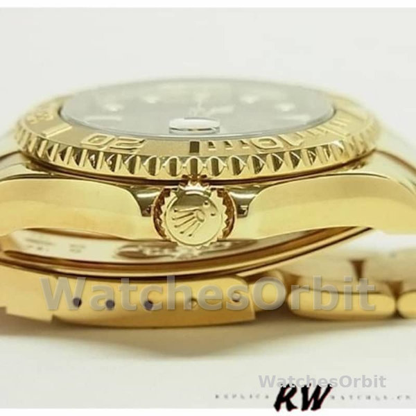 Rolex Yacht-Master 169628 Yellow Gold Black MOP Dial 29MM Lady Replica Watch