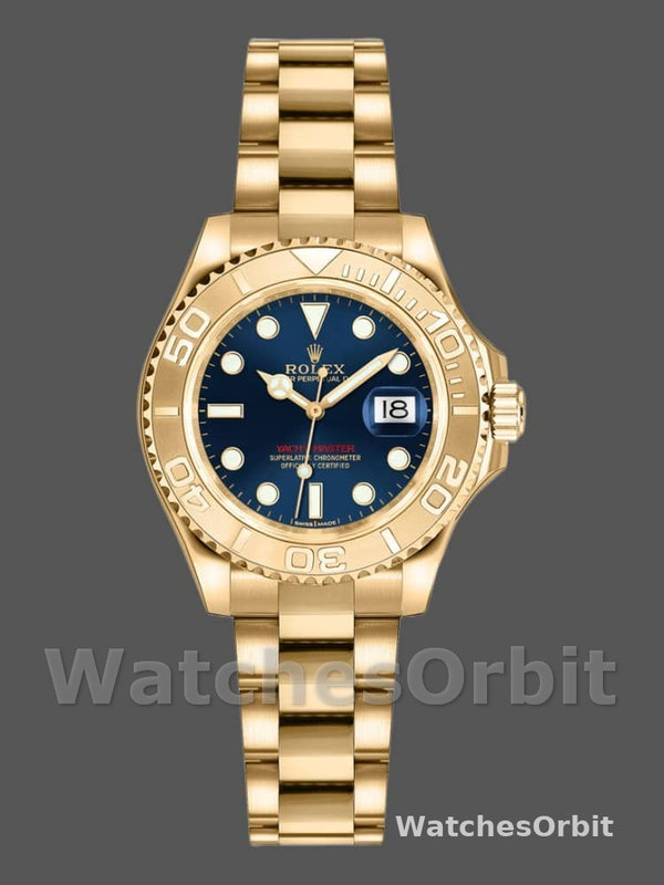 Rolex Yacht-Master 169628 Yellow Gold Blue Dial 29MM Lady Replica Watch