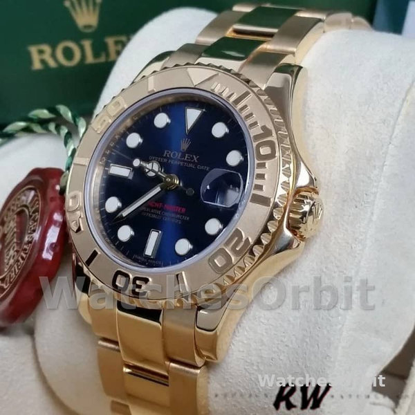 Replique Rolex Yacht-Master 29mm Femmes-169628-Or jaune-Cadran bleu Bleu