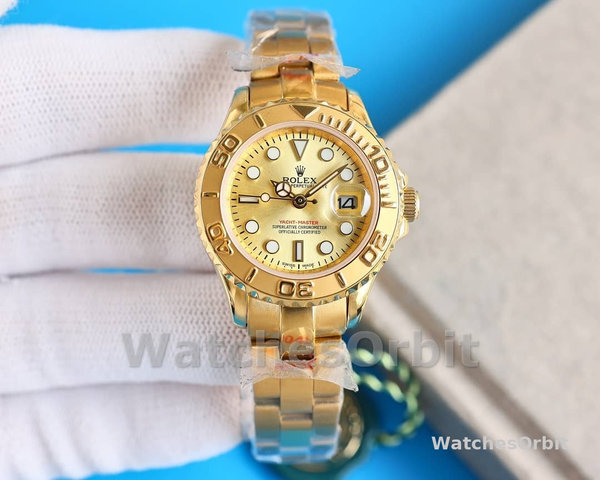 Women's Rolex Yacht-Master 29mm Women's-169628-Yellow Gold-Champagne Dial Champagne