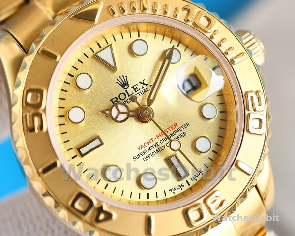 Rolex Yacht-Master 169628 Yellow Gold Champagne Dial 29mm Lady Replica Watch