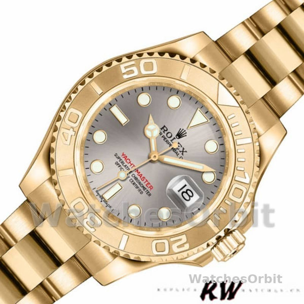 Women's Rolex Yacht-Master 29mm Women's-169628-Yellow Gold-Grey Dial Grey