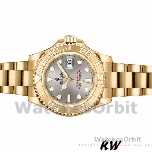 Rolex Yacht-Master 169628 Yellow Gold Grey Dial 29MM Lady Replica Watch