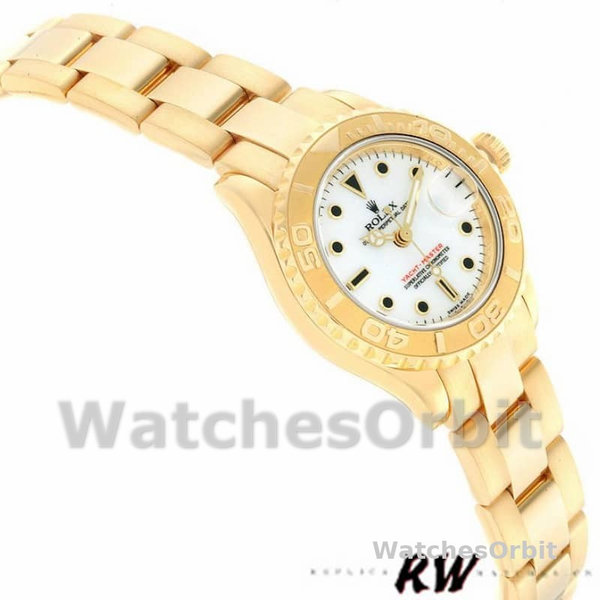 Women's Rolex Yacht-Master 29mm Women's-169628-Yellow Gold-White Dial White