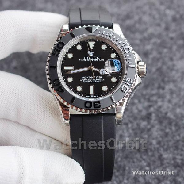 Replica Rolex Yacht-Master 42 mm Uomo-226659-oro bianco-quadrante nero Nero