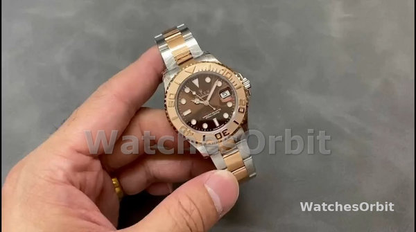 Replique Rolex Yacht-Master 37mm Unisexe-268621-Manchette argentée-Cadran chocolat pour unisexe