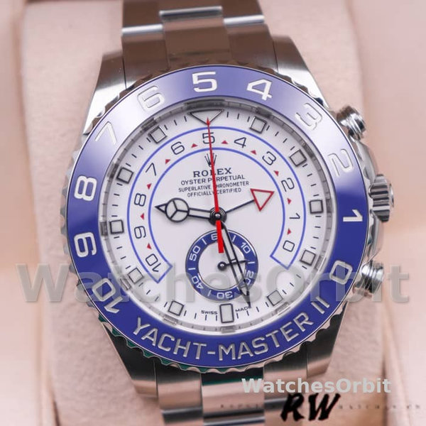 Mens Rolex Yacht‑Master II-116680, 44mm, White Square Dial, Men’s White Replica Watch Image