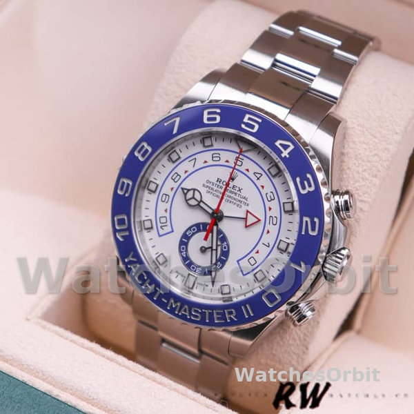 Mens Rolex Yacht‑Master II-116680, 44mm, White Square Dial, Men’s White Replica Watch Image