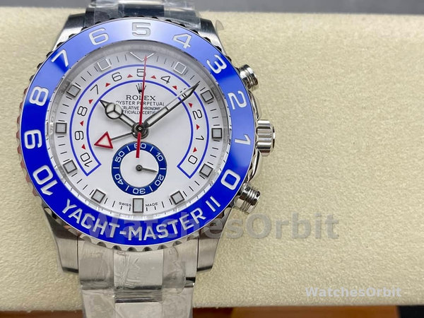 Mens Rolex Yacht‑Master II-116680, 44mm, White Square Dial, Men’s White Replica Watch Image