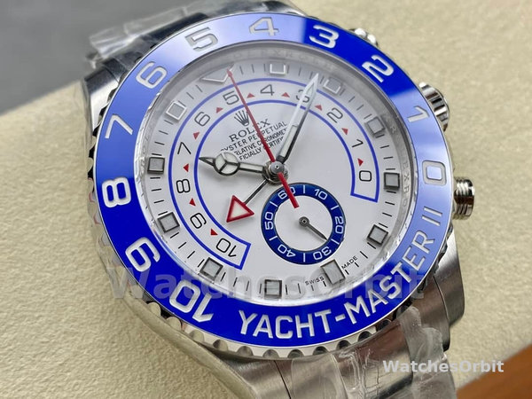 Mens Rolex Yacht‑Master II-116680, 44mm, White Square Dial, Men’s White Replica Watch Image