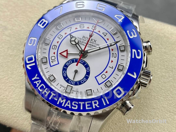 Mens Rolex Yacht‑Master II-116680, 44mm, White Square Dial, Men’s White Replica Watch Image