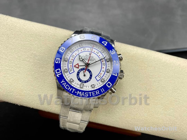 Mens Rolex Yacht‑Master II-116680, 44mm, White Square Dial, Men’s White Replica Watch Image