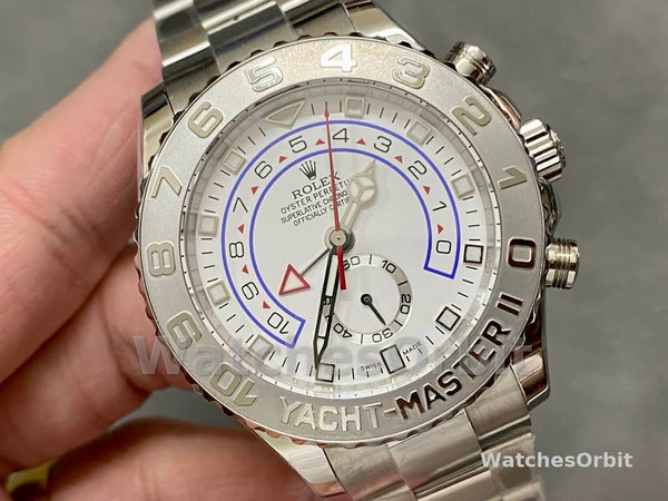 Mens Rolex Yacht‑Master II-116689, 44mm, Platinum, White Dial, Men’s White Replica Watch Image