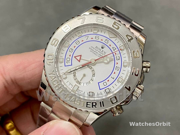 Mens Rolex Yacht‑Master II-116689, 44mm, Platinum, White Dial, Men’s White Replica Watch Image