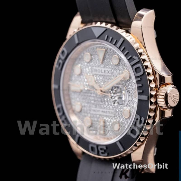Replica Rolex Yacht-Master II-126655 da uomo, 40 mm, oro rosa, quadrante con pavé di diamanti, Pave di diamanti da uomo