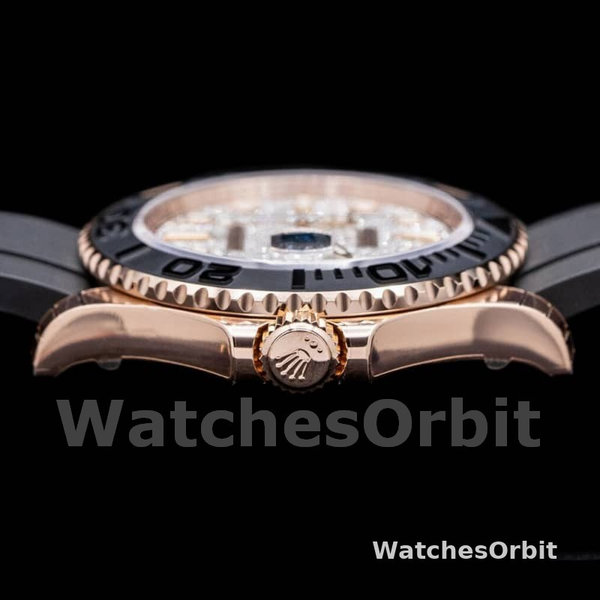 Replica Rolex Yacht-Master II-126655 da uomo, 40 mm, oro rosa, quadrante con pavé di diamanti, Pave di diamanti da uomo