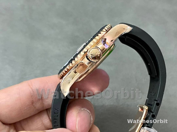 Replica Rolex Yacht-Master II-126655 da uomo, 40 mm, oro rosa, quadrante con pavé di diamanti, Pave di diamanti da uomo