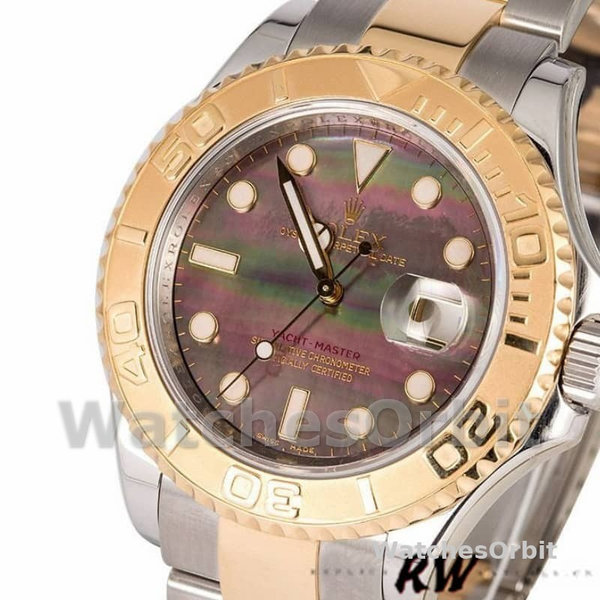 Men's Rolex Yacht-Master 40mm Men's-16623-Steel & Yellow Gold-Black MOP Dial Black