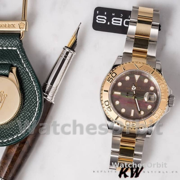 Mens Rolex Yacht-Master 40mm Mens-16623-Steel & Yellow Gold-Black MOP Dial Black Replica Watch Image