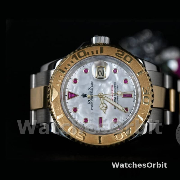 Mens Rolex Yacht-Master 40mm Mens-16623-Steel & Yellow Gold-White MOP Dial MOP Replica Watch Image