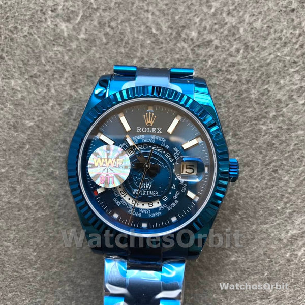 Replica Rolex Sky-Dweller Blu DLC 40MM in acciaio inossidabile Uomo Quadrante blu
