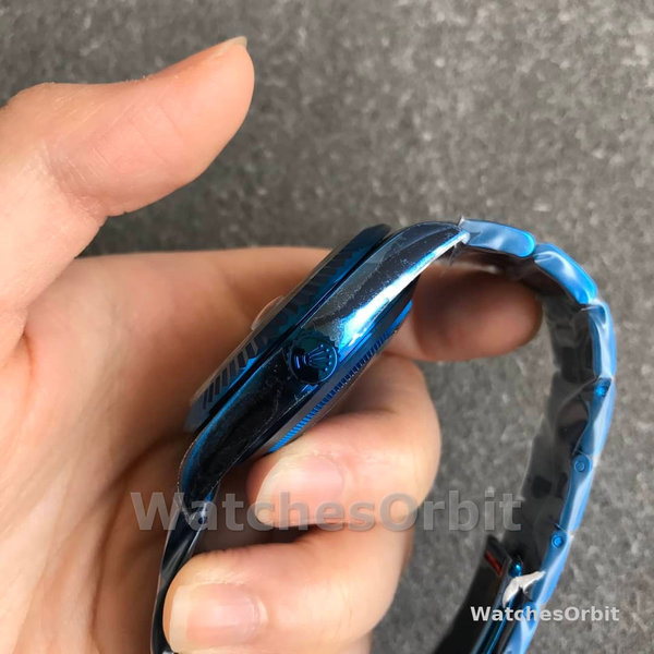 Replica Rolex Sky-Dweller Blu DLC 40MM in acciaio inossidabile Uomo Quadrante blu