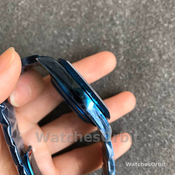 Replica Rolex Sky-Dweller Blu DLC 40MM in acciaio inossidabile Uomo Quadrante blu
