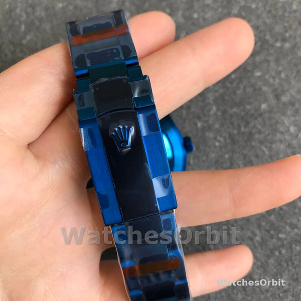 Replica Rolex Sky-Dweller Blu DLC 40MM in acciaio inossidabile Uomo Quadrante blu