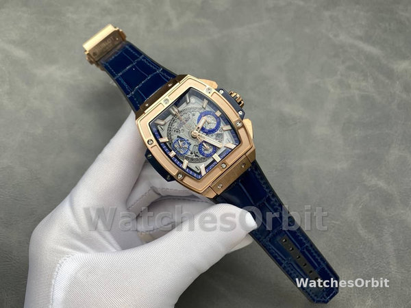 Hublot Spirit of Big Bang Chronograph King Gold Blue Leather Men's Watch 641.OX.7180.LR