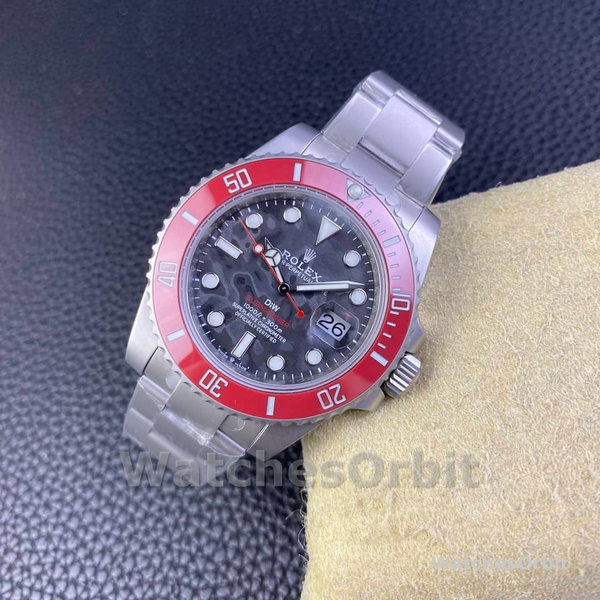 Mens Rolex Submariner DIW Persimmon Orange Edition 116610LN Red Ceramic Bezel Black Replica Watch Image